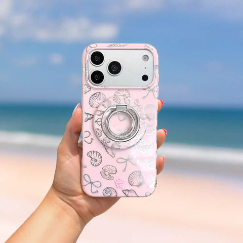 Pink Coastal Seashells MagSafe Grip Ring