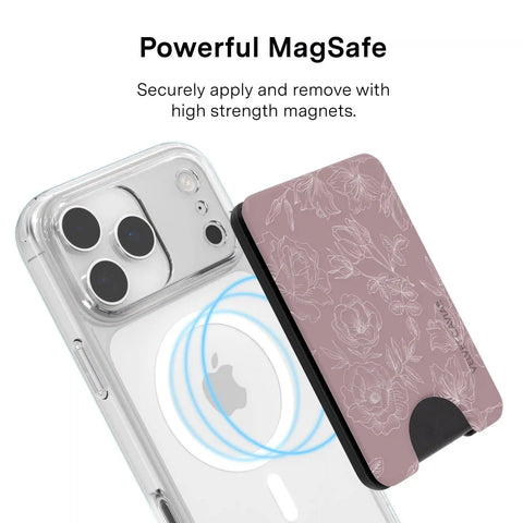 Dusty Rose Chrome Floral MagSafe Wallet