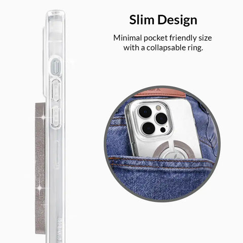 Grey Stardust Glitter MagSafe Grip Ring
