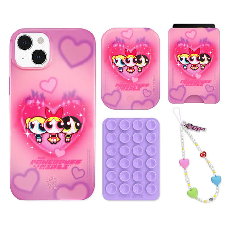 The Powerpuff Girls Airbrush Hearts iPhone Bundle Set - Wallet
