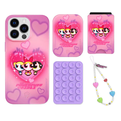 The Powerpuff Girls Airbrush Hearts iPhone Bundle Set - Wallet