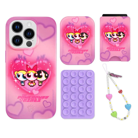 The Powerpuff Girls Airbrush Hearts iPhone Bundle Set - Wallet
