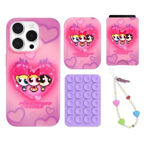 The Powerpuff Girls Airbrush Hearts iPhone Bundle Set - Wallet
