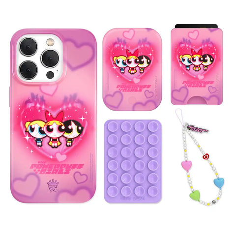 The Powerpuff Girls Airbrush Hearts iPhone Bundle Set - Wallet