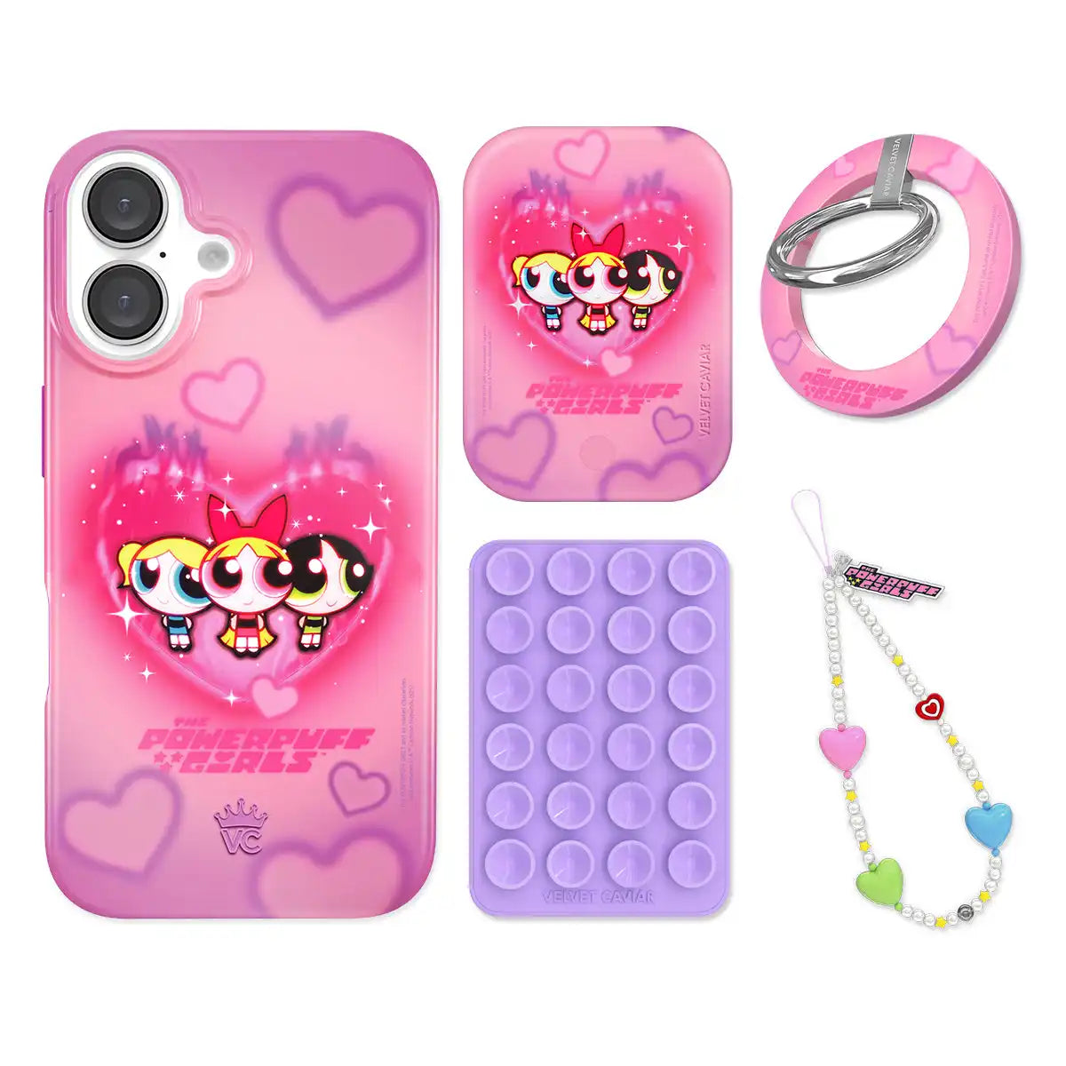 The Powerpuff Girls Airbrush Hearts iPhone Bundle Set - Grip