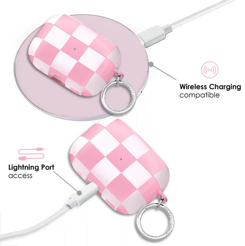Pink Vibe Checkered AirPod Case