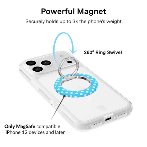 Aquamarine Polka Dot  MagSafe Grip Ring
