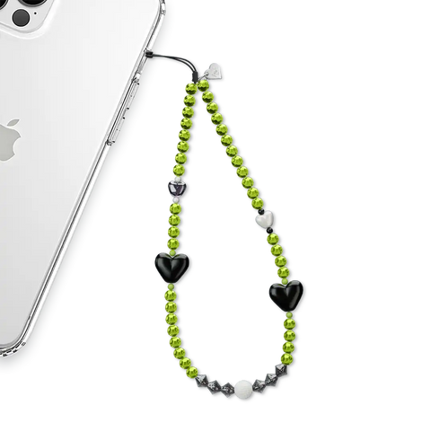 Green & Black Hearts Phone Charm