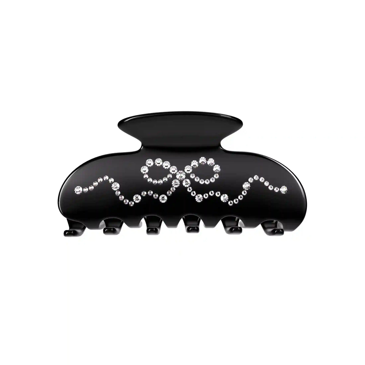 Black Crystal Bow Hair Clip