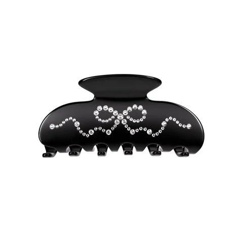 Black Crystal Bow Hair Clip