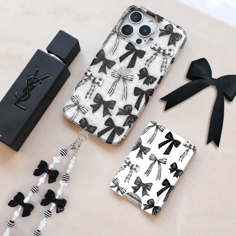 Gothic Black Bows Phone Charm