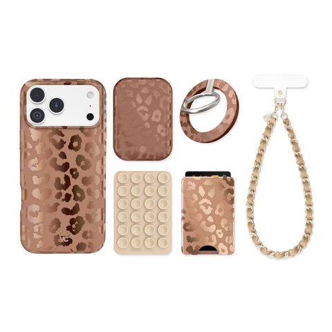 Bronze Chrome Leopard iPhone Bundle Set