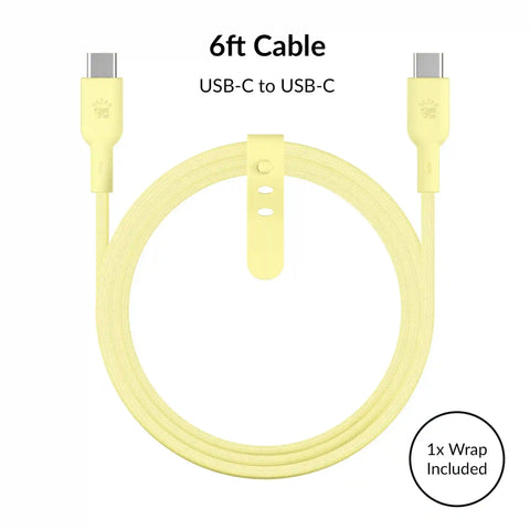 Butter Yellow Fast Charging Set, Dual Port Wall Adapter + 6ft USB-C Cable