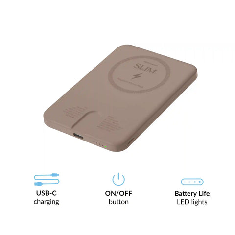 Cashmere Taupe Slim Portable MagSafe Charger Power Pack