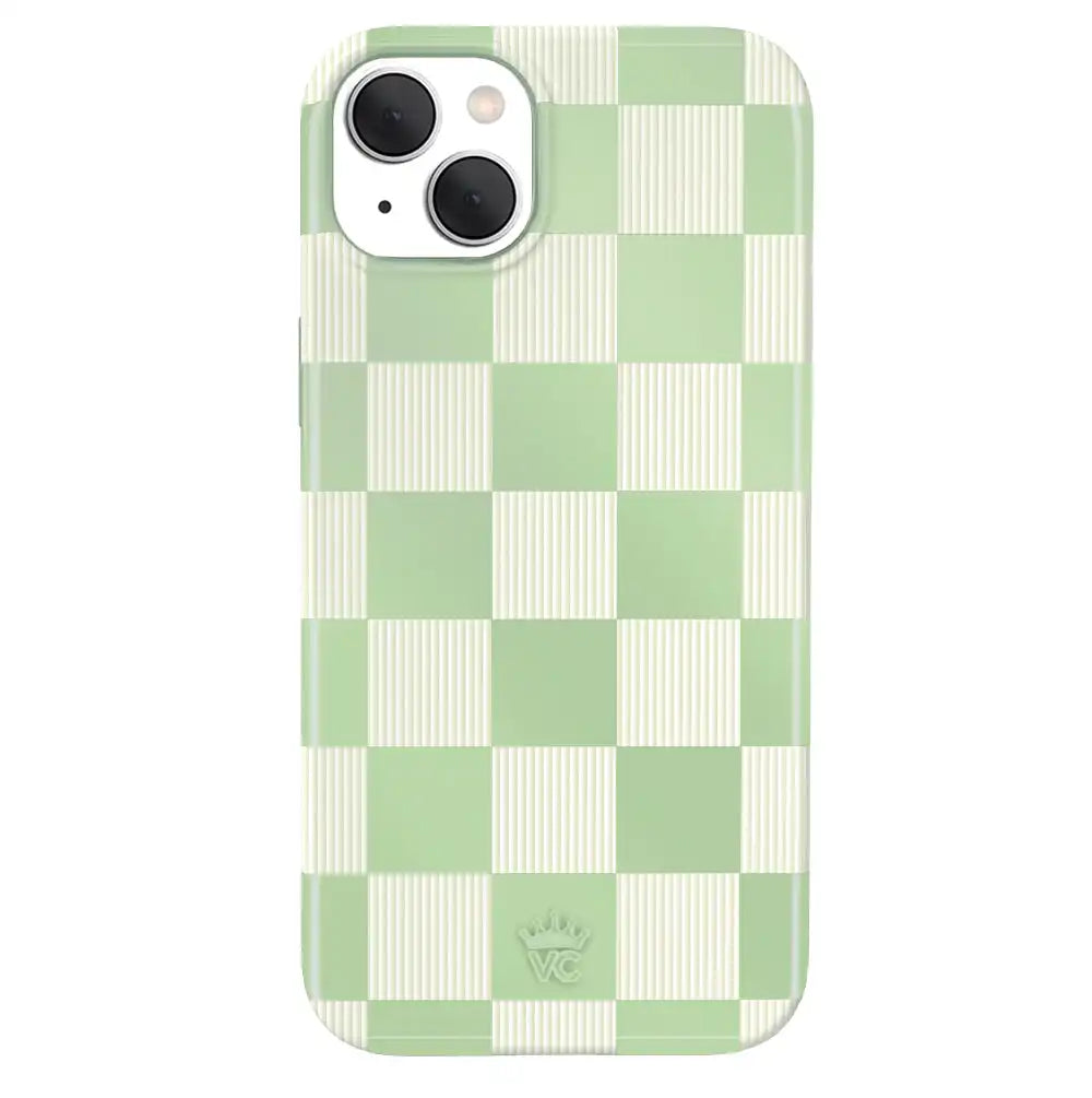 Pistachio Vibe Checkered iPhone Case