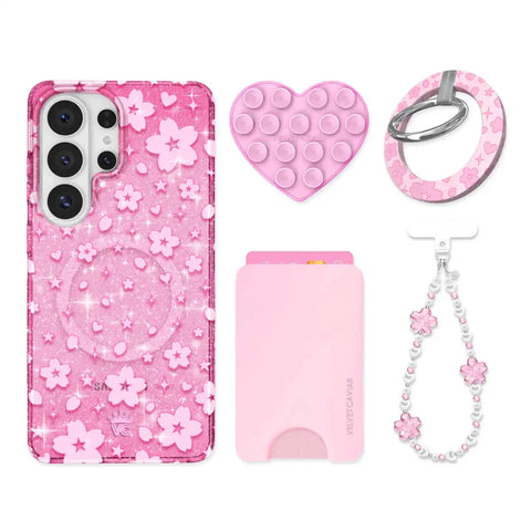 Cherry Blossom Glitter Samsung Bundle Set