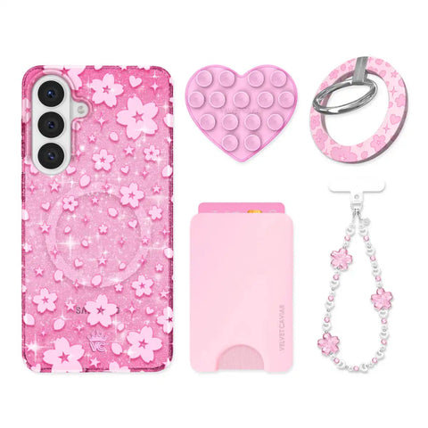 Cherry Blossom Glitter Samsung Bundle Set