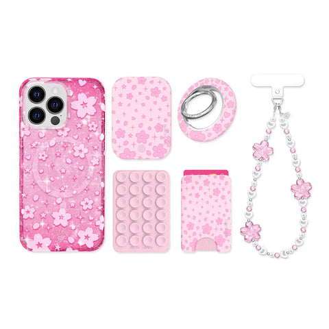 Cherry Blossom Glitter iPhone Bundle Set