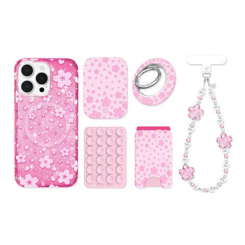 Cherry Blossom Glitter iPhone Bundle Set