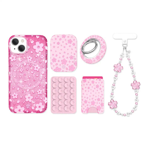 Cherry Blossom Glitter iPhone Bundle Set