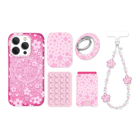 Cherry Blossom Glitter iPhone Bundle Set