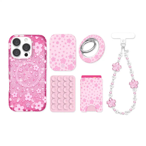 Cherry Blossom Glitter iPhone Bundle Set
