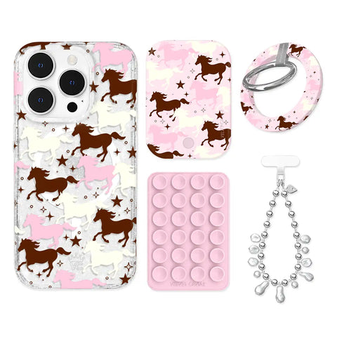 Pink Pony Glitter iPhone Bundle Set - Grip