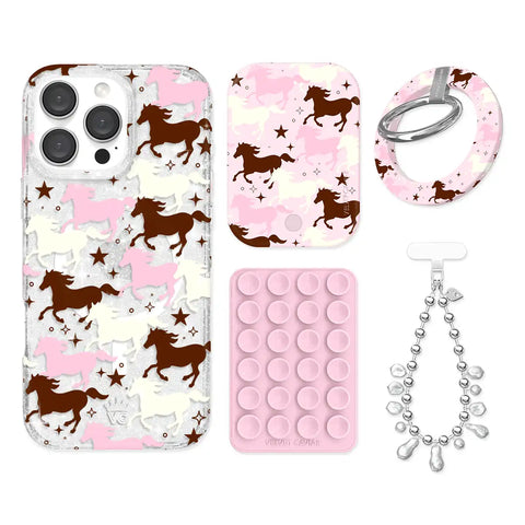 Pink Pony Glitter iPhone Bundle Set - Grip
