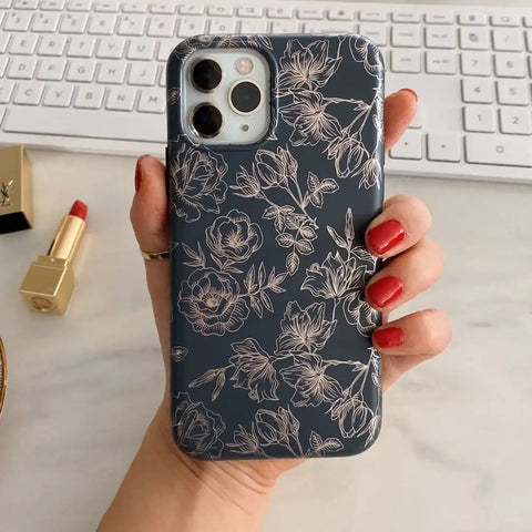 Floral Rose Gold Chrome iPhone Case