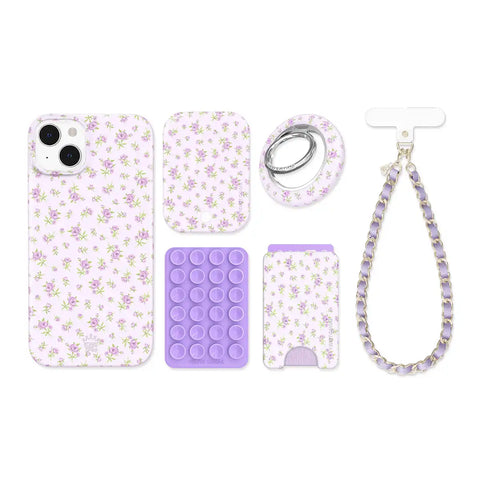 Dainty Lilac Floral iPhone Bundle Set