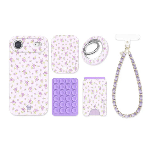 Dainty Lilac Floral iPhone Bundle Set