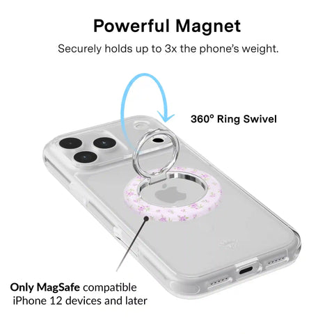 Dainty Lilac Floral MagSafe Grip Ring