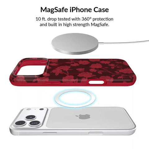 Dark Cherry Floral iPhone Bundle Set