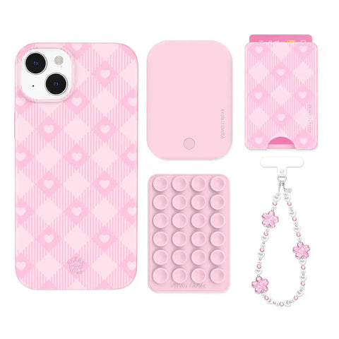 Dolly Pink Gingham iPhone Bundle Set - Wallet