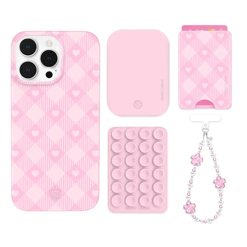 Dolly Pink Gingham iPhone Bundle Set - Wallet
