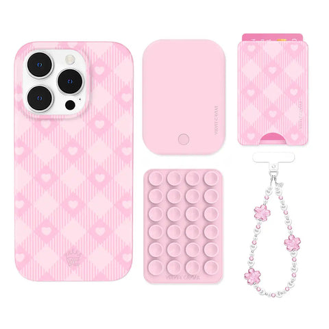 Dolly Pink Gingham iPhone Bundle Set - Wallet