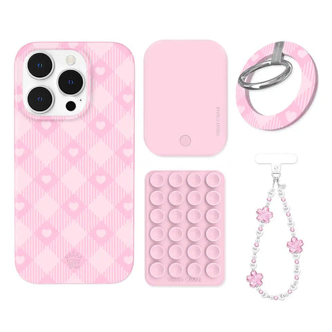 Dolly Pink Gingham iPhone Bundle Set - Grip