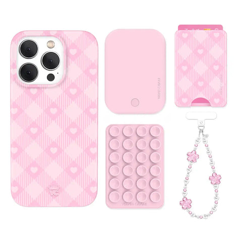 Dolly Pink Gingham iPhone Bundle Set - Wallet