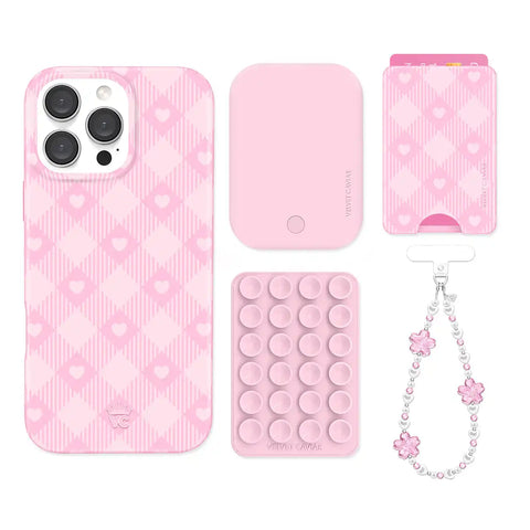Dolly Pink Gingham iPhone Bundle Set - Wallet