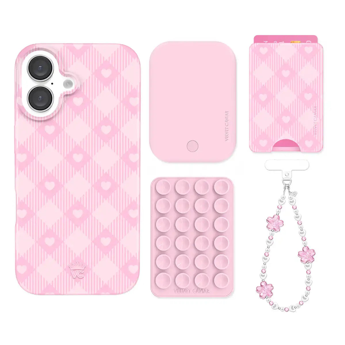 Dolly Pink Gingham iPhone Bundle Set - Wallet