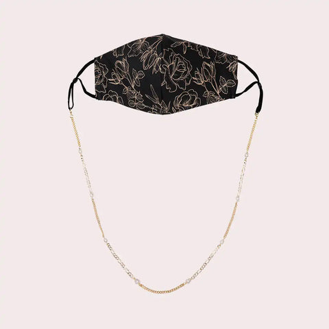 Mask Chain Necklace - 5mm Mixed Pearl in Gold