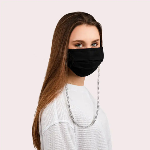 Mask Chain Necklace - 5mm Curb in Silver