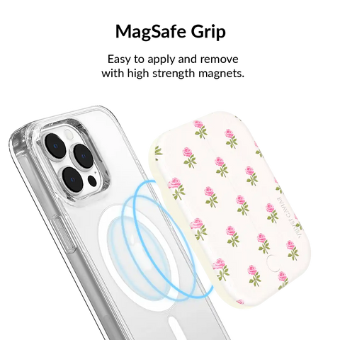 Pink Peony Floral Portable MagSafe Charger Power Pack