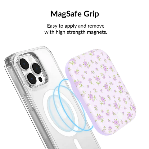 Dainty Lilac Floral Portable MagSafe Charger Power Pack