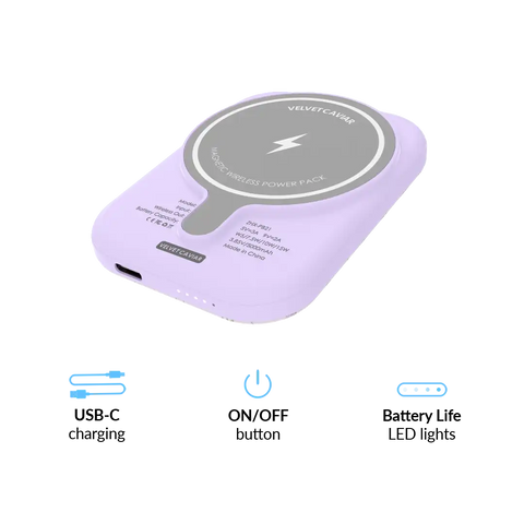 Dainty Lilac Floral Portable MagSafe Charger Power Pack