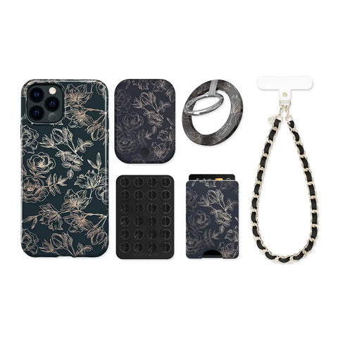 Floral Rose Gold Chrome iPhone Bundle Set