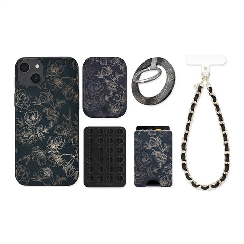 Floral Rose Gold Chrome iPhone Bundle Set