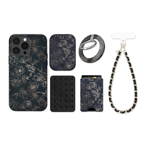 Floral Rose Gold Chrome iPhone Bundle Set