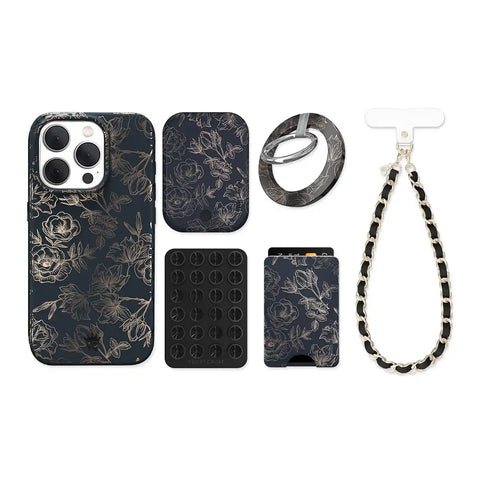 Floral Rose Gold Chrome iPhone Bundle Set