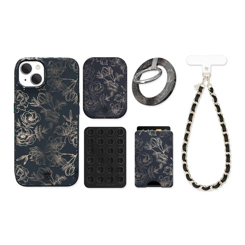 Floral Rose Gold Chrome iPhone Bundle Set